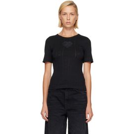 GANNI GANNI Black Pointelle Rib T-shirt