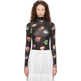 GANNI GANNI Black Printed Jersey Turtleneck