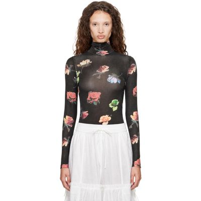 GANNI GANNI Black Printed Jersey Turtleneck
