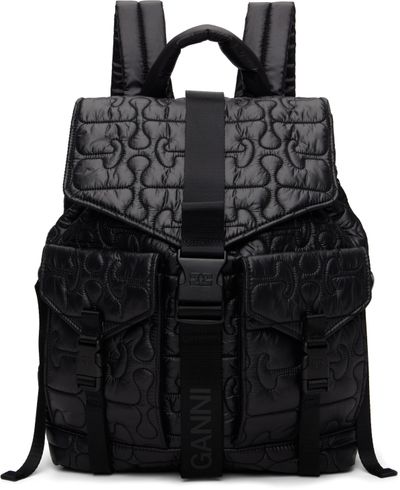 GANNI GANNI Black Quilted Re-Tech Backpack