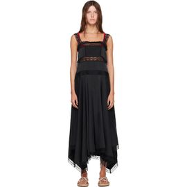 GANNI GANNI Black Sandwashed Silk Satin Slip Maxi Dress