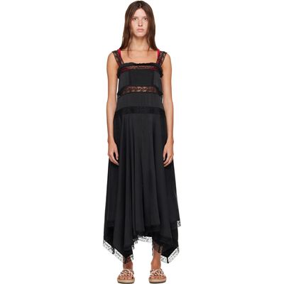 GANNI GANNI Black Sandwashed Silk Satin Slip Maxi Dress