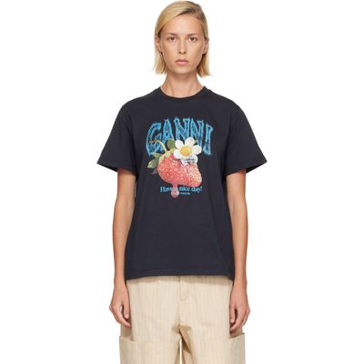 GANNI GANNI Black Strawberry T-shirt
