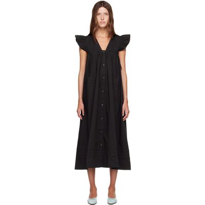 GANNI GANNI Black Stretch Cotton Angel Maxi Dress
