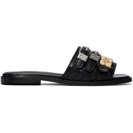 GANNI GANNI Black Sue Triple Flat Sandals