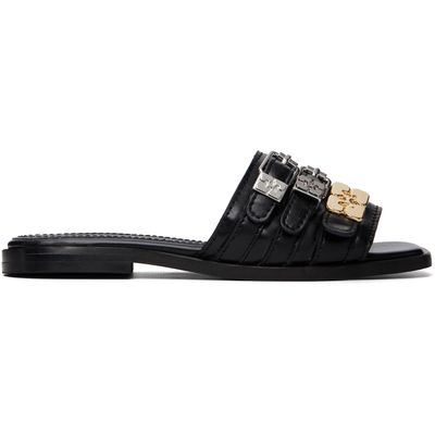 GANNI GANNI Black Sue Triple Flat Sandals