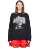 GANNI GANNI Black Wool Flowers Oversized Sweater - 1