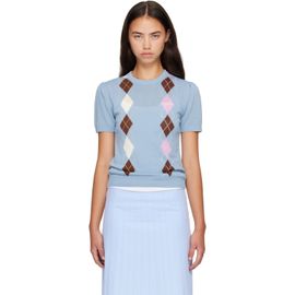 GANNI GANNI Blue Argyle Sweater
