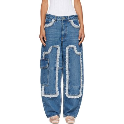 GANNI GANNI Blue Audri Lace Cargo Jeans