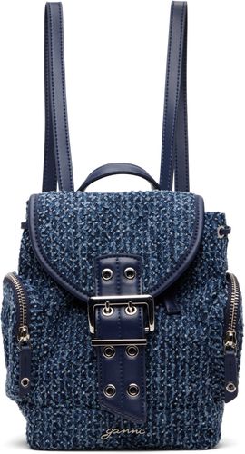 GANNI GANNI Blue Bucky Nano Tweed Denim Backpack