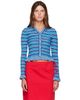 GANNI GANNI Blue Cotton Pointelle Stripe Cardigan - 1