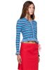 GANNI GANNI Blue Cotton Pointelle Stripe Cardigan - 2
