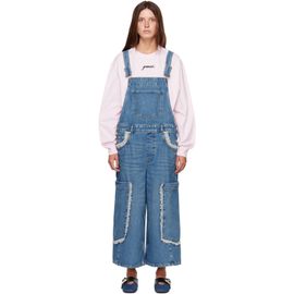 GANNI GANNI Blue Cropped Lace Rigid Denim Overalls