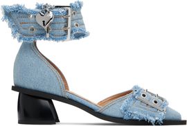 GANNI GANNI Blue Denim Feminine Buckle Open Cut Heels
