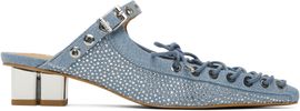 GANNI GANNI Blue Lace-Up Denim Mules