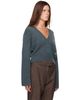 GANNI GANNI Blue Melange Mohair Deep V-Neck Sweater - 2
