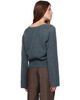 GANNI GANNI Blue Melange Mohair Deep V-Neck Sweater - 3