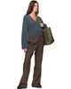GANNI GANNI Blue Melange Mohair Deep V-Neck Sweater - 4