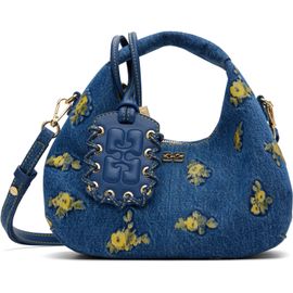 GANNI GANNI Blue Mini Denim Flowers Bag