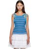 GANNI GANNI Blue Striped Pointelle Top - 1