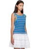 GANNI GANNI Blue Striped Pointelle Top - 2