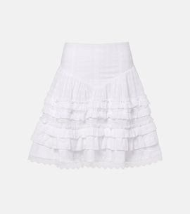 Ganni Ganni Broderie anglaise tiered cotton miniskirt