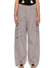 GANNI GANNI Brown & White Check Cotton Cargo Pants - 1