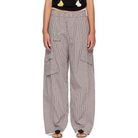 GANNI GANNI Brown & White Check Cotton Cargo Pants