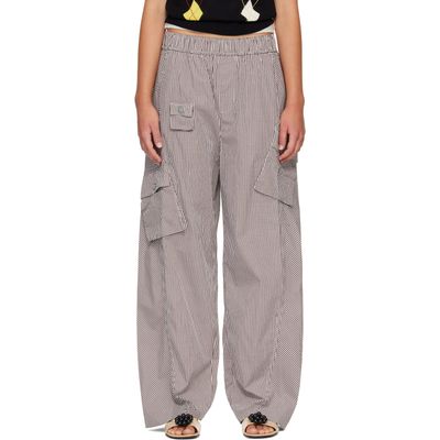 GANNI GANNI Brown & White Check Cotton Cargo Pants