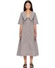 GANNI GANNI Brown & White Check Cotton Cut Out Midi Dress - 1