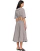 GANNI GANNI Brown & White Check Cotton Cut Out Midi Dress - 3
