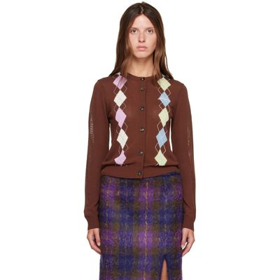 GANNI GANNI Brown Argyle Cardigan