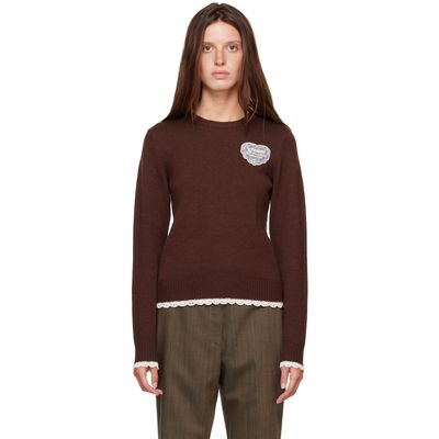 GANNI GANNI Brown Crewneck Wool Sweater