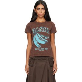 GANNI GANNI Brown Future Jersey Banana T-shirt