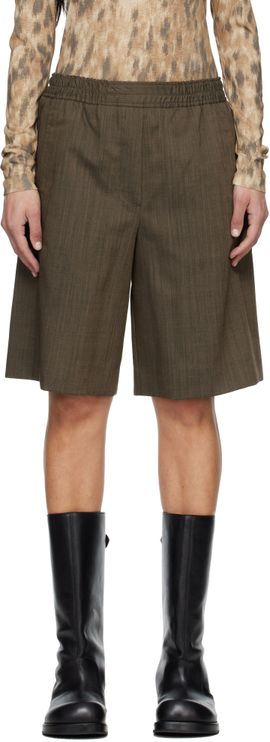 GANNI GANNI Brown Light Wool Melange Boxer Shorts