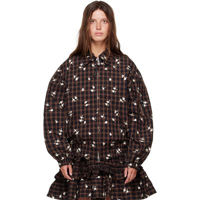 GANNI GANNI Brown Printed Check Bomber Jacket