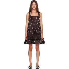 GANNI GANNI Brown Printed Check Minidress