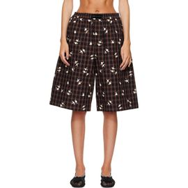 GANNI GANNI Brown Printed Check Shorts