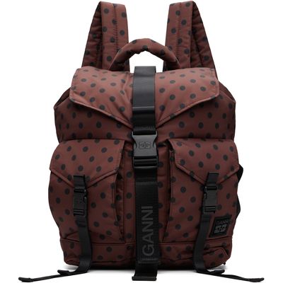 GANNI GANNI Brown Re-Tech Printed Nylon Backpack