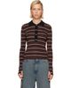 GANNI GANNI Brown Striped Merino Polo - 1