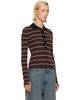 GANNI GANNI Brown Striped Merino Polo - 2
