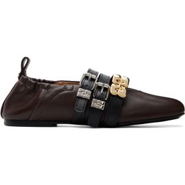 GANNI GANNI Brown Sue Triple Ballerina Flats