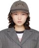 GANNI GANNI Brown Washed Canvas Cap - 1