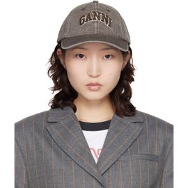 GANNI GANNI Brown Washed Canvas Cap