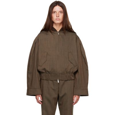 GANNI GANNI Brown Wool Melange Bomber Jacket