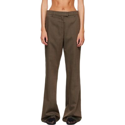 GANNI GANNI Brown Wool Melange Trousers