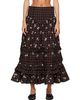 GANNI GANNI Brown Yarn Dyed Check Long Tiered Frill Maxi Skirt - 1