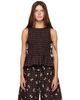 GANNI GANNI Brown Yarn Dyed Check Smocked Tie String Top - 1