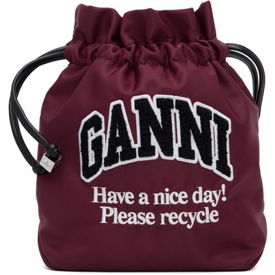 GANNI GANNI Burgundy Logo Pouch