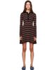 GANNI GANNI Burgundy Striped Merino Polo Minidress - 1
